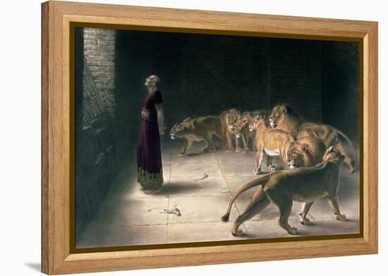 Daniel in the Lions Den, Mezzotint by J. B. Pratt, with Hand Colouring-Briton Rivi?re-Framed Premier Image Canvas