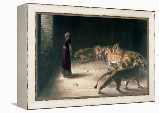 Daniel in the Lions Den, Mezzotint by J. B. Pratt, with Hand Colouring-Briton Rivi?re-Framed Premier Image Canvas