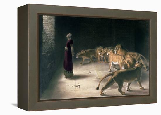 Daniel in the Lions Den, Mezzotint by J. B. Pratt, with Hand Colouring-Briton Rivi?re-Framed Premier Image Canvas