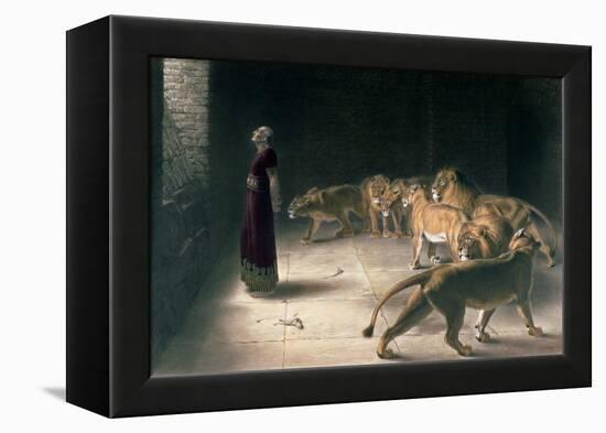 Daniel in the Lions Den, Mezzotint by J. B. Pratt, with Hand Colouring-Briton Rivi?re-Framed Premier Image Canvas