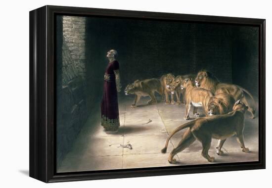 Daniel in the Lions Den, Mezzotint by J. B. Pratt, with Hand Colouring-Briton Rivi?re-Framed Premier Image Canvas