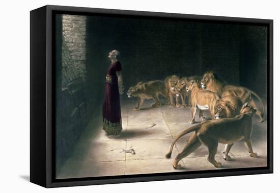 Daniel in the Lions Den, Mezzotint by J. B. Pratt, with Hand Colouring-Briton Rivi?re-Framed Premier Image Canvas