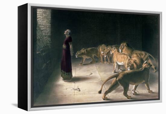 Daniel in the Lions Den, Mezzotint by J. B. Pratt, with Hand Colouring-Briton Rivi?re-Framed Premier Image Canvas