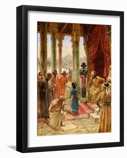 Daniel interprets dream of Nebuchadnezzar - Bible-William Brassey Hole-Framed Giclee Print