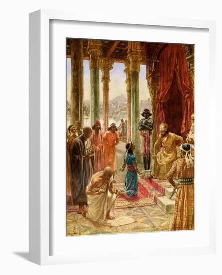 Daniel interprets dream of Nebuchadnezzar - Bible-William Brassey Hole-Framed Giclee Print