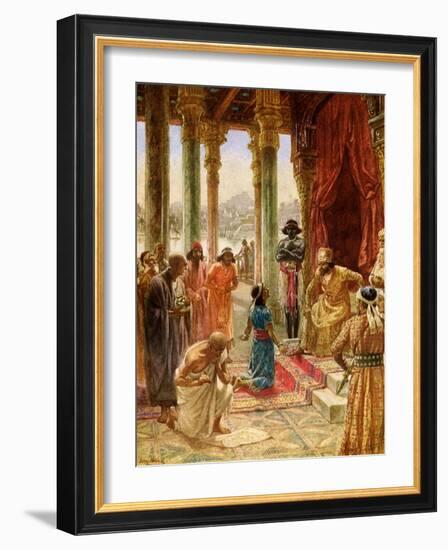 Daniel interprets dream of Nebuchadnezzar - Bible-William Brassey Hole-Framed Giclee Print