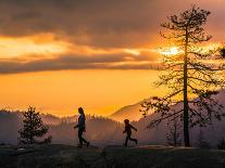 Mother And Son Enjoy Last Light On Beetle Rock In Sequoia National Park-Daniel Kuras-Framed Photographic Print