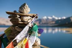 Tso Moriri Lake with Prayer Flags-Daniel Prudek-Photographic Print