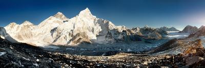 Black and White Panoramic View of Mount Everest-Daniel Prudek-Photographic Print