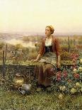Girl with a Basket in a Garden-Daniel Ridgway Knight-Framed Giclee Print