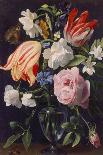 Roses, Tulips, Lilies, an Iris, a Fritillary and Other Flowers in a Painted Vase with Fruit on a…-Daniel Seghers-Giclee Print