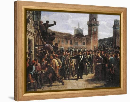 Daniele Manin Demands Austrian Surrender of the Venetian Arsenal, 1848-Vincenzo Coronelli-Framed Premier Image Canvas