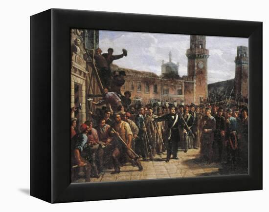 Daniele Manin Demands Austrian Surrender of the Venetian Arsenal, 1848-Vincenzo Coronelli-Framed Premier Image Canvas