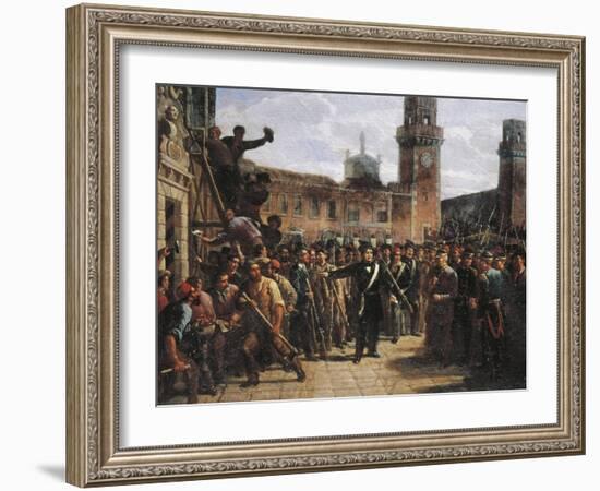 Daniele Manin Demands Austrian Surrender of the Venetian Arsenal, 1848-Vincenzo Coronelli-Framed Giclee Print