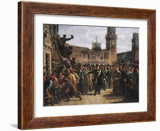 Daniele Manin Demands Austrian Surrender of the Venetian Arsenal, 1848-Vincenzo Coronelli-Framed Giclee Print