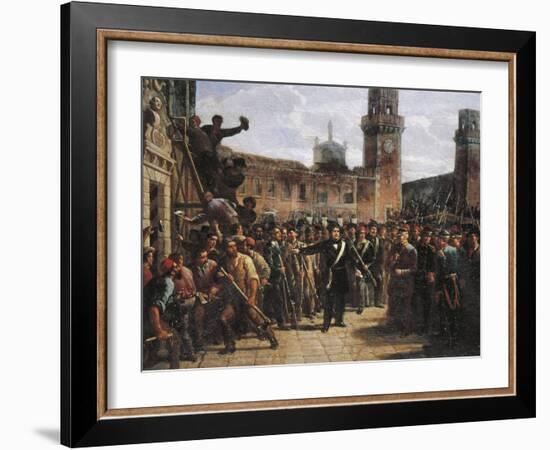 Daniele Manin Demands Austrian Surrender of the Venetian Arsenal, 1848-Vincenzo Coronelli-Framed Giclee Print