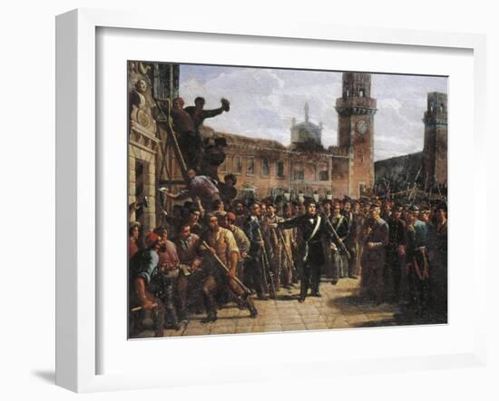 Daniele Manin Demands Austrian Surrender of the Venetian Arsenal, 1848-Vincenzo Coronelli-Framed Giclee Print