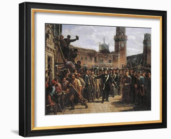 Daniele Manin Demands Austrian Surrender of the Venetian Arsenal, 1848-Vincenzo Coronelli-Framed Giclee Print