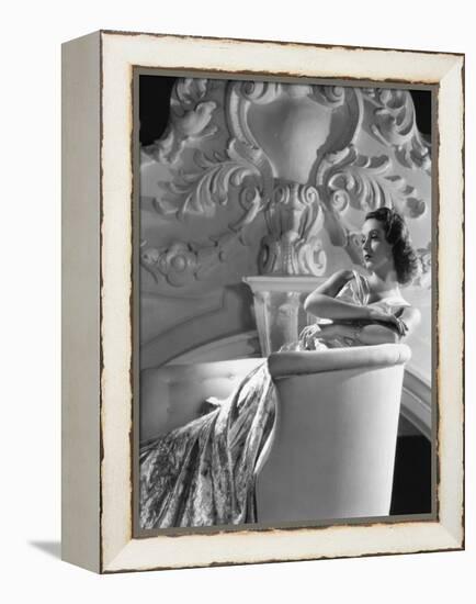 Danielle Darrieux by Ray Jones of Universal Studio 1937 (b/w photo)-null-Framed Stretched Canvas