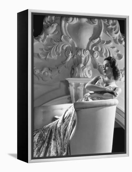 Danielle Darrieux by Ray Jones of Universal Studio 1937 (b/w photo)-null-Framed Stretched Canvas