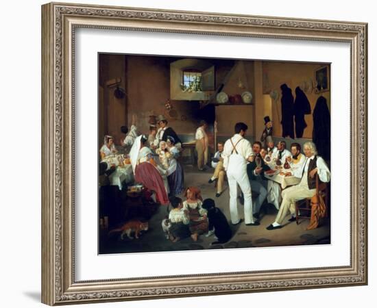 Danish Artists at the Osteria La Gonsola, Rome, 1837-Ditlev Conrad Blunck-Framed Giclee Print