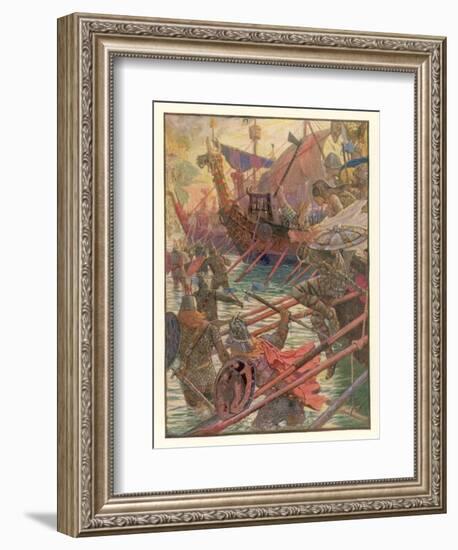 Danish Attacks on the English Coast-Henry Justice Ford-Framed Art Print