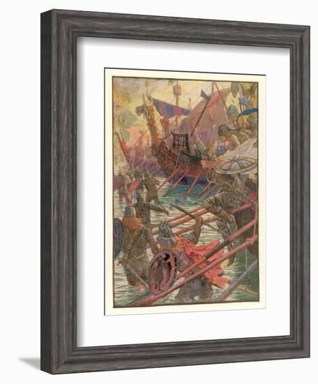 Danish Attacks on the English Coast-Henry Justice Ford-Framed Art Print