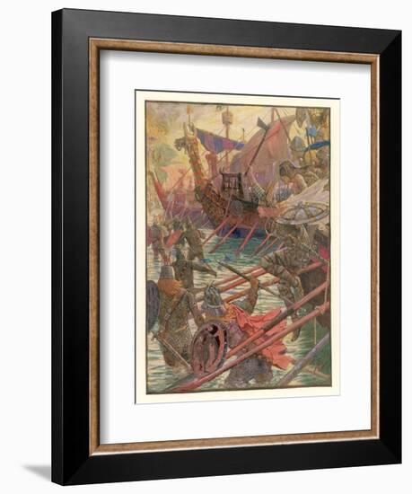 Danish Attacks on the English Coast-Henry Justice Ford-Framed Art Print