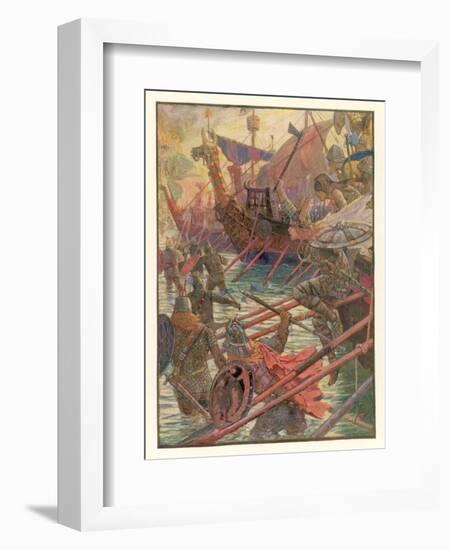 Danish Attacks on the English Coast-Henry Justice Ford-Framed Art Print