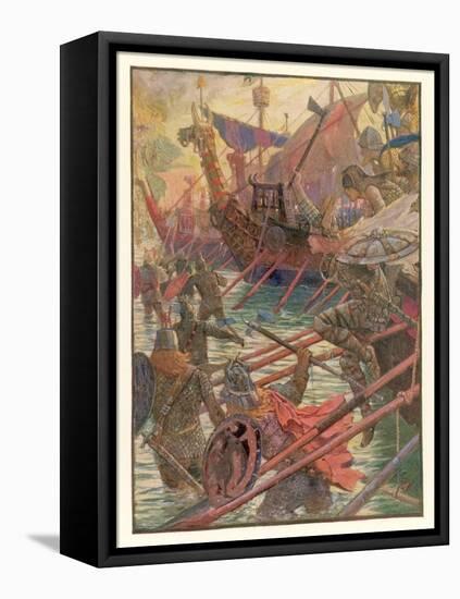 Danish Attacks on the English Coast-Henry Justice Ford-Framed Stretched Canvas