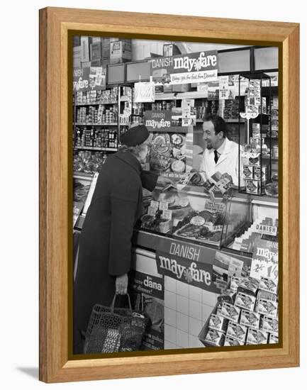 Danish Bacon May Fare Shop Display, Wath Upon Dearne, South Yorkshire, 1964-Michael Walters-Framed Premier Image Canvas