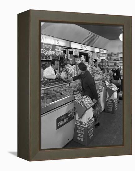 Danish Bacon May Fare Shop Display, Wath Upon Dearne, South Yorkshire, 1964-Michael Walters-Framed Premier Image Canvas