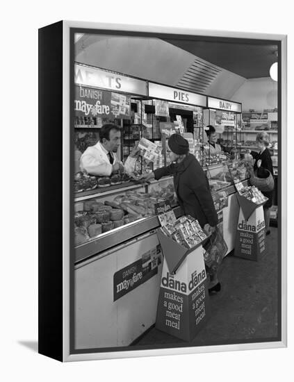 Danish Bacon May Fare Shop Display, Wath Upon Dearne, South Yorkshire, 1964-Michael Walters-Framed Premier Image Canvas