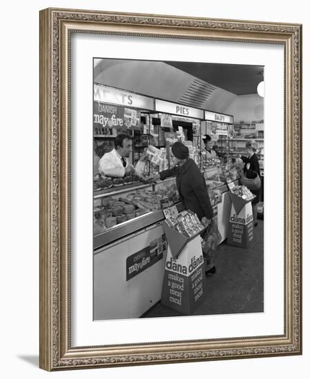 Danish Bacon May Fare Shop Display, Wath Upon Dearne, South Yorkshire, 1964-Michael Walters-Framed Photographic Print