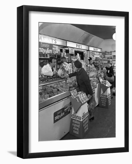 Danish Bacon May Fare Shop Display, Wath Upon Dearne, South Yorkshire, 1964-Michael Walters-Framed Photographic Print