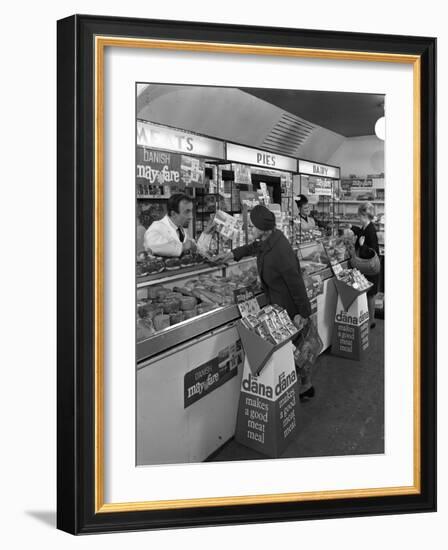 Danish Bacon May Fare Shop Display, Wath Upon Dearne, South Yorkshire, 1964-Michael Walters-Framed Photographic Print