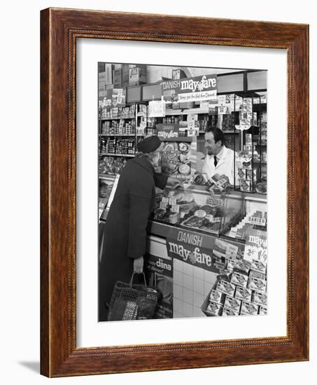 Danish Bacon May Fare Shop Display, Wath Upon Dearne, South Yorkshire, 1964-Michael Walters-Framed Photographic Print