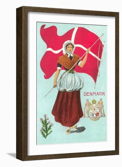 Danish Girl with Flag-null-Framed Art Print