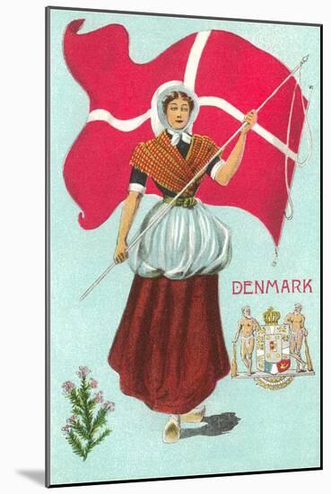 Danish Girl with Flag-null-Mounted Art Print