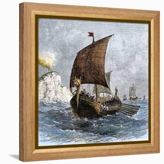 Danish Viking Ship, Raven, at Sea-null-Framed Premier Image Canvas