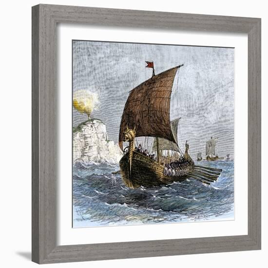 Danish Viking Ship, Raven, at Sea--Framed Giclee Print