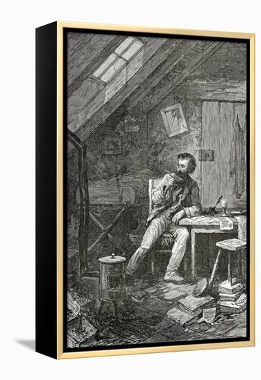Dans Le Grenier, 19th Century-Édouard Riou-Framed Premier Image Canvas