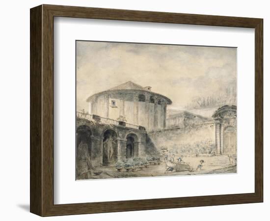 Dans le jardin de la Villa Roberti, au pied du temple de Vesta-Hubert Robert-Framed Giclee Print