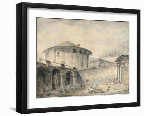 Dans le jardin de la Villa Roberti, au pied du temple de Vesta-Hubert Robert-Framed Giclee Print