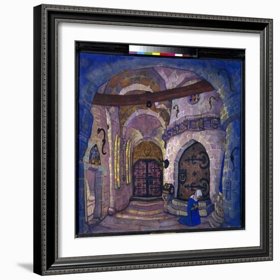 Dans Le Monastere. Decor Preparatoire Pour L'opera Soeur Beatrice De A. Davydov. Oeuvre De Nicholas-Nicholas Roerich-Framed Giclee Print