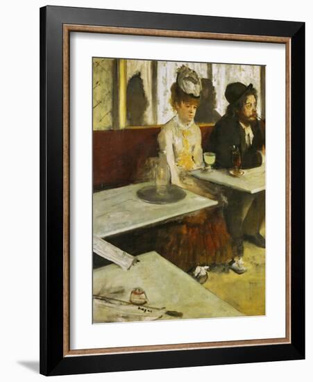 Dans Un Cafe or L'Absinthe, Ellen Andree and Marcellin Desboutin, Around 1875-1876-Edgar Degas-Framed Giclee Print