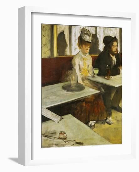 Dans Un Cafe or L'Absinthe, Ellen Andree and Marcellin Desboutin, Around 1875-1876-Edgar Degas-Framed Giclee Print