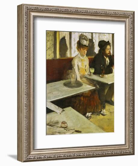 Dans Un Cafe or L'Absinthe, Ellen Andree and Marcellin Desboutin, Around 1875-1876-Edgar Degas-Framed Giclee Print