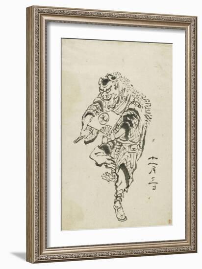 Danseur de Shishi-mai (danse du lion)-Katsushika Hokusai-Framed Giclee Print