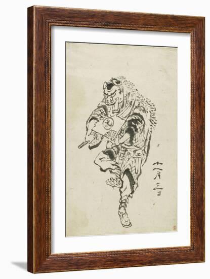 Danseur de Shishi-mai (danse du lion)-Katsushika Hokusai-Framed Giclee Print